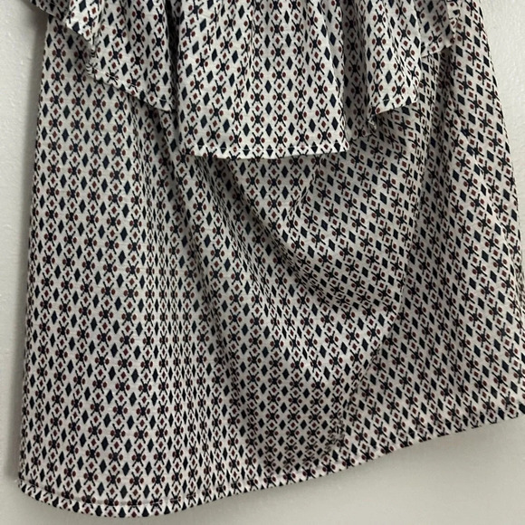 H&M Women Small Print Pleated Off Shoulder Blouse Ruffle Neck - Picture 3 of 8